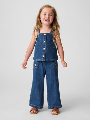 Gap Kız Bebek Mavi Denim Shell Askılı Üst