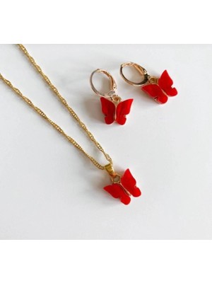 Venüs Design Kelebek Kolye-Küpe Set