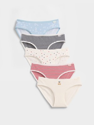 Gap Kız Çocuk Çok Renkli Organik Stretch Pamuk Bikini Külot (5'li)