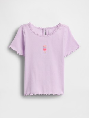 Gap Kız Bebek Lila Dondurma Işlemeli Fitilli T-Shirt