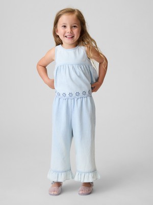 Gap Kız Bebek Açık Mavi Bebek & Küçük Çocuk Eyelet Denim Outfit Set