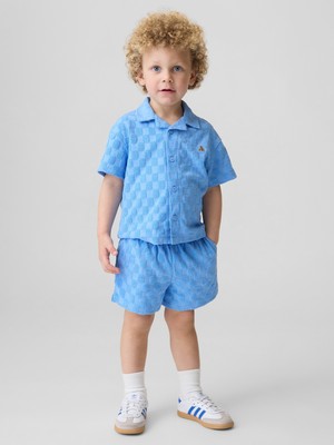 Gap Erkek Bebek Mavi Kareli Terry Resort Outfit Set