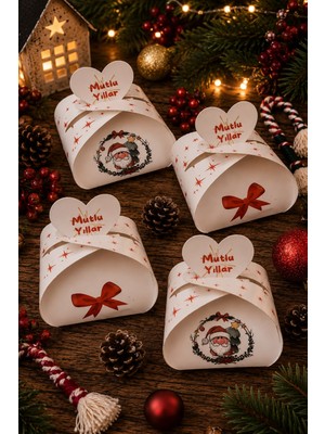 Emtory Home 10 Adet Noel Baba & Çam Ağacı Hediye Kutusu - Yılbaşı Kutusu - Yılbaşı Süsü Paketleme