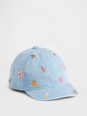 Gap Bebek Açık Mavi Işlemeli Denim Beyzbol Şapka