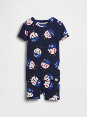 Gap Bebek Lacivert Organik Brushed Pamuk Beyzbol Şort Pijama Seti