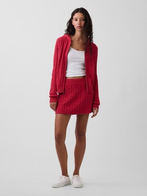 Gap Kadın Kırmızı 100% Pamuk Cable-Knit Mini Şort
