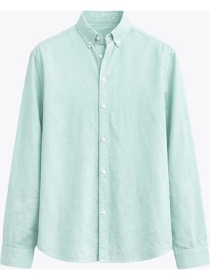Basic Oversize Pamuk  Keten Gömlek Mint