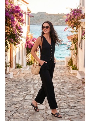 Lela Regular Fit Bol Paça Yelekli Takım Bayan Takım 67045162S4