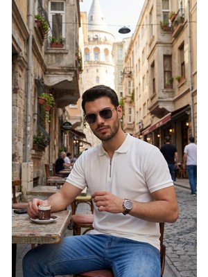Buratti Pamuklu Regular Fit Fermuarlı Polo Yaka T Shirt Erkek Polo Yaka T Shirt 5902738