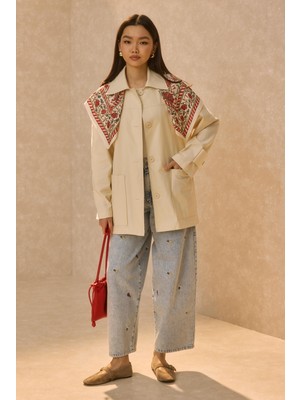 HE-QA Basic Gabardin Ceket Ekru
