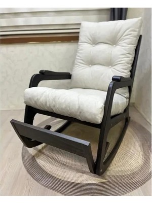 Vivense Kontes Sallanan Sandalye, Krem, Siyah Ahşap Ayak