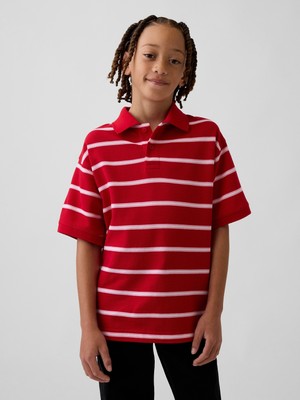 Gap Erkek Çocuk Kırmızı Relaxed Pique Polo T-Shirt
