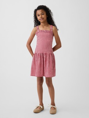 Gap Kız Çocuk Kırmızı Drop-Waist Elbise