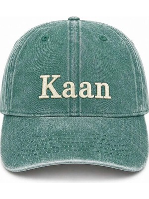 Tesbihname Isme Özel Nakışlı Haki Vintage Stil Eskitme Kumaş Ayarlanabilir Unisex Beyzbol Şapkası