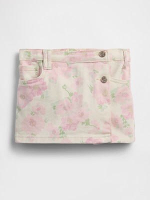 Gap Kız Bebek Kırık Beyaz Grafik Baskılı Denim Şort