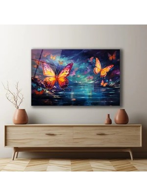 GLAZELLA Fantastik Kelebekler: Modern Sanat Parlak Cam Tablo