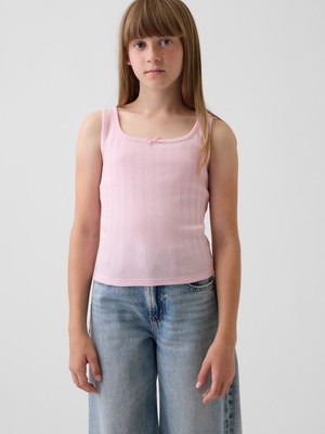 Gap Kız Çocuk Açık Pembe Pointelle Askılı Atlet
