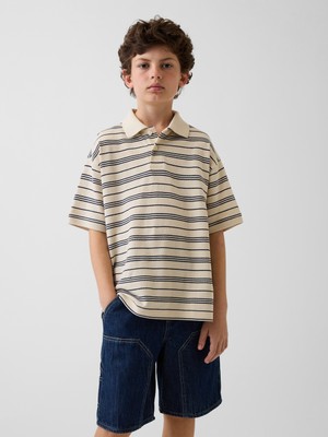 Gap Erkek Çocuk Bej Relaxed Pique Polo T-Shirt