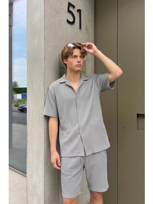 Vamos Fitilli Oversize Gömlek Gri