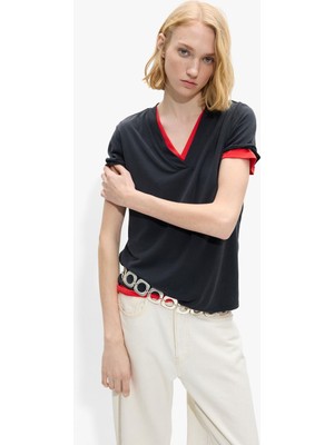 Parfois Kadın V Yakalı Basic T-Shirt