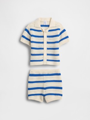 Gap Bebek Mavi Baby Crochet Stripe Outfit Set