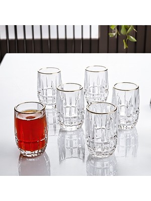 Kosova Kristal Kahve Yanı Bardağı 6 Lı Gold 030