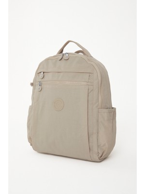 Store Sanmorris Unisex Suya Dayanıklı Krinkıl Kumaş Çok Gözlü Krem Laptop Okul ve Sırt Çantası