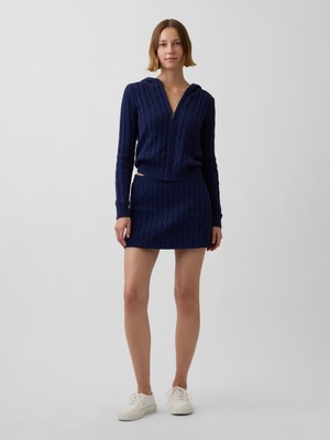 Gap Kadın Lacivert 100% Pamuk Cable-Knit Mini Şort