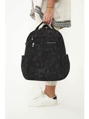 Store Sanmorris Unisex Suya Dayanıklı Krinkıl Kumaş Çok Gözlü Krem Laptop Okul ve Sırt Çantası