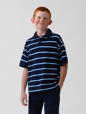 Gap Erkek Çocuk Lacivert Relaxed Pique Polo T-Shirt