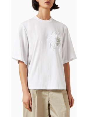 3.1 Phillip Lim Trapeze Floral Aplikeli Jersey Kadın Tişört