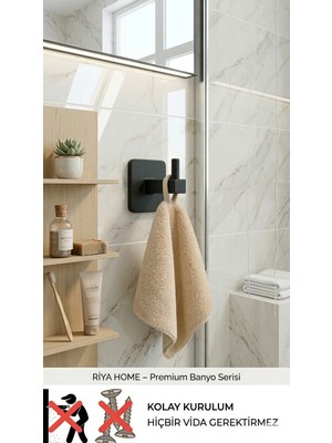 Riya Home Ev & Dekorasyon Siyah Kare Havluluk Metal Paslanmaz