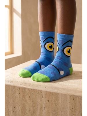 Bony Socks Çocuk Sevimli Canavar Desenli Soket Çorap Mavi