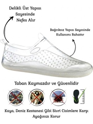 Empressco Şeffaf Deniz Ayakkabısı Unisex Kaydırmaz Konforlu ve Şık Tasarım