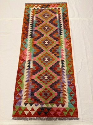 Afgan Halı El Dokuma Afgan Kilim Kök Boya Çift Taraflı Kullanım 84 x 198 cm