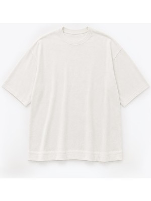 Vamos Süet Dokulu Basic Oversize Tişört Ekru