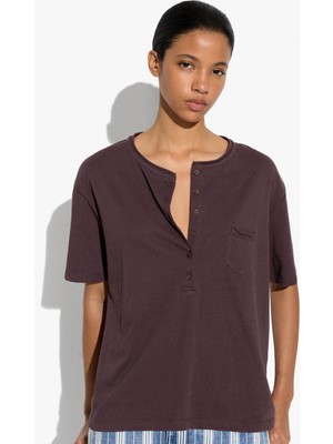 Parfois Kadın Düğmeli ve Cepli T-Shirt