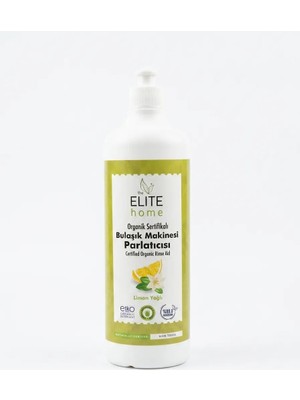 The Elite Home Organik Sertifikalı Bulaşık Makinesi Parlatıcısı – Limon Yağlı – İz Bırakmayan Konsantre Formül – 750 ml