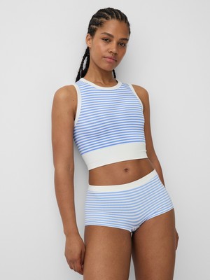 Gap Kadın Açık Mavi Fitilli Seamless Crop Kolsuz Üst