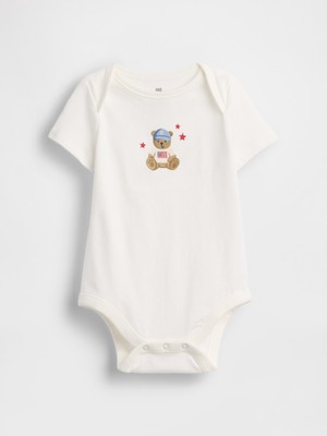 Gap Bebek Beyaz First Favorites Organik Pamuk Grafik Baskılı Bodysuit
