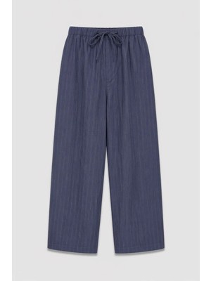 Vamos Çizgili Lyocell Karışımlı Relax Fit Pantolon Indigo