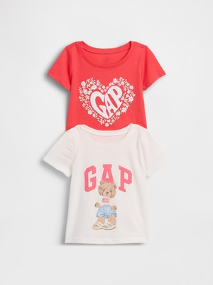 Gap Kız Bebek Beyaz Grafik Baskılı T-Shirt (2’li)