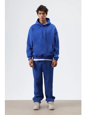 Vamos Basic Oversize Yıkamalı Hoodie Saks