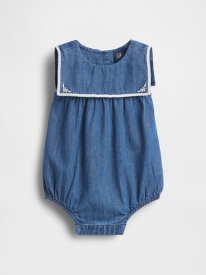Gap Bebek Mavi Baby Denim Sailor Bubble Bodysuit