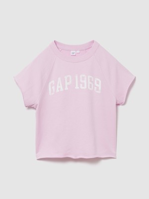 Gap Kadın Açık Pembe Relaxed Fransız Havlu Kumaş Grafik Baskılı T-Shirt