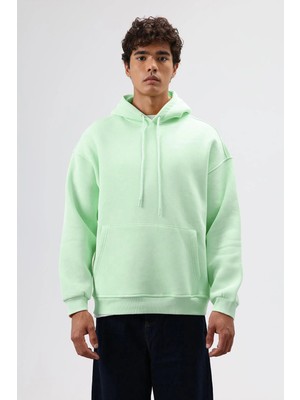 Vamos Basic Oversize Yıkamalı Hoodie Mint