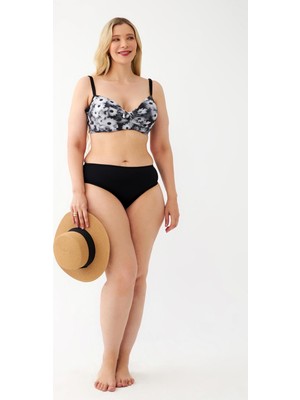 Empressco Papatya Desenli Gri Büyük Beden Kadın Bikini Takımı, Şıklık ve Konfor