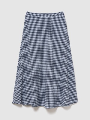 Gap Kadın Mavi Gingham Maxi Etek
