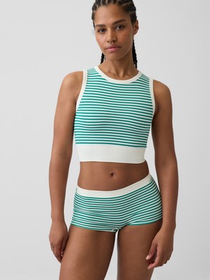 Gap Kadın Yeşil Fitilli Seamless Crop Kolsuz Üst