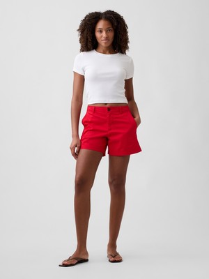 Gap Kadın Kırmızı 5" Mid Rise Downtown Khaki Şort